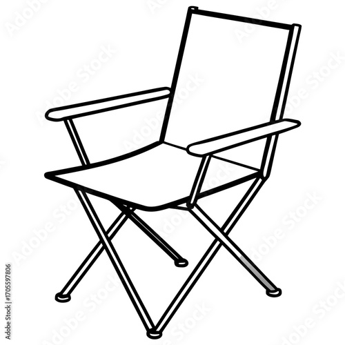 Camp Chair Line Vector