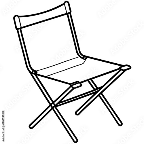 Camp Chair Line Vector