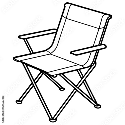 Camp Chair Line Vector