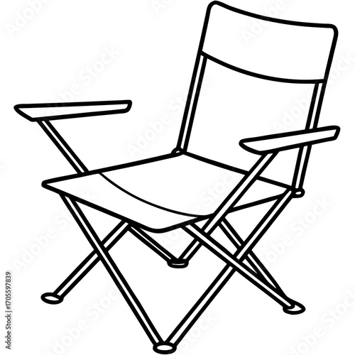 Camp Chair Line Vector