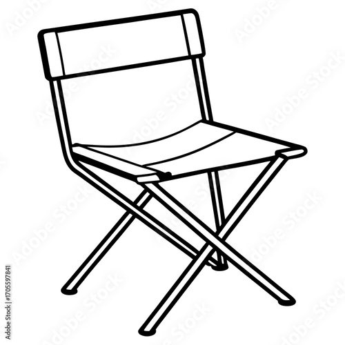 Camp Chair Line Vector