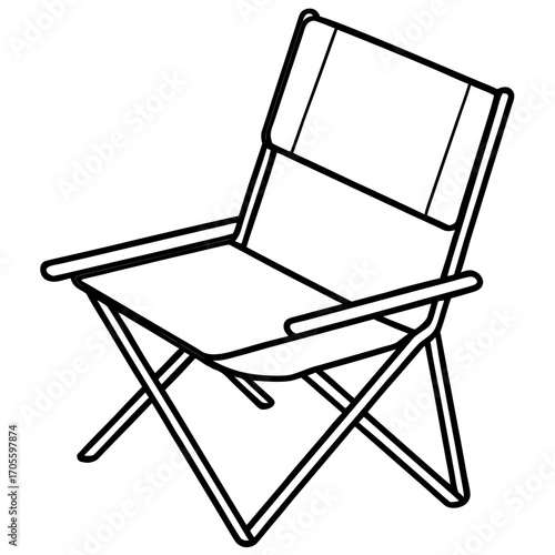 Camp Chair Line Vector