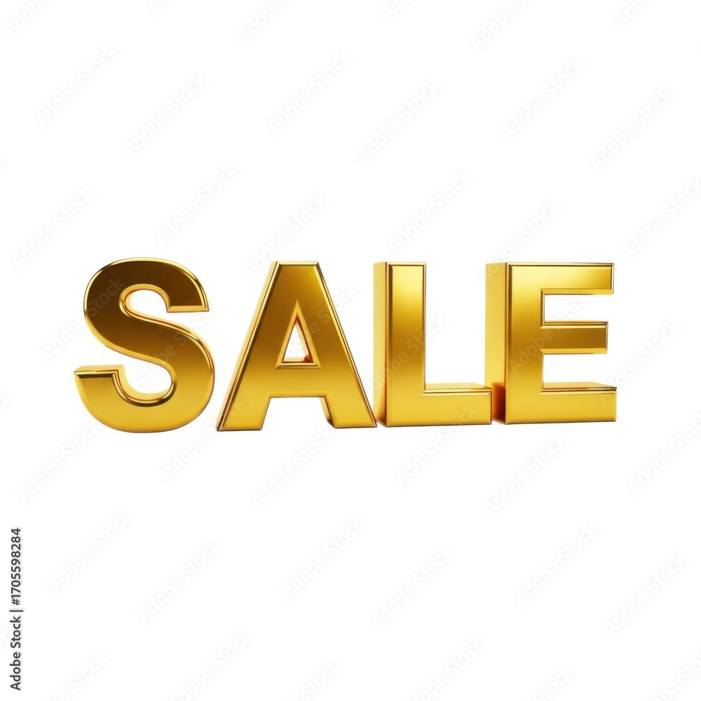 Golden 3d sale sign isolated on white background Golden 3d sale sign isolated on white background