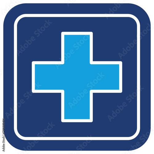 Cross Flat Blue Icon