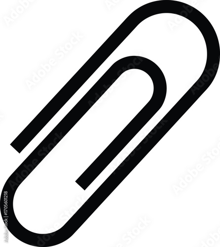 Black and white paperclip illustration on white background.