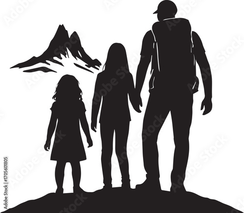 Generations on the Trail – Silhouette of Family at Mountain View