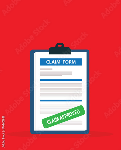 Clipboard claim form. Online claim form. Vector illustration

