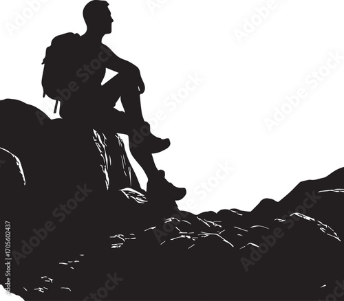 Solitude at Altitude – Hiker’s Silhouette in Mountain Reflection