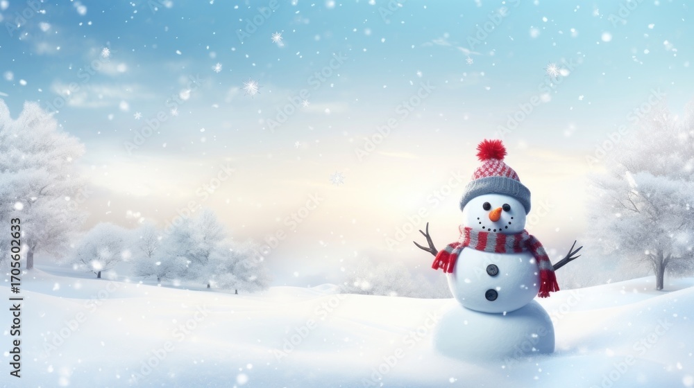 Fototapeta premium Snowman winter outdoors nature.