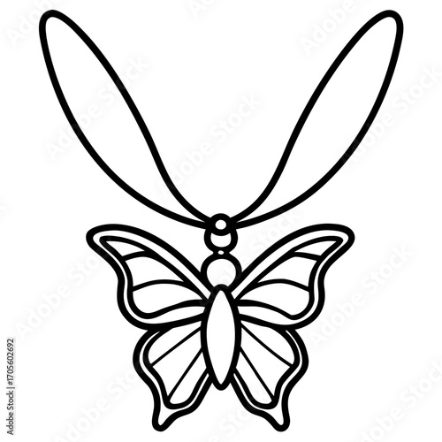 Butterfly Charm Necklace line art vector