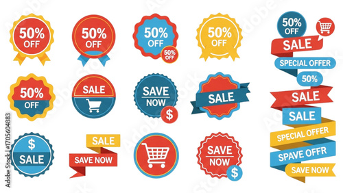 Discount Tags Vector Illustration Marketing and Promotion Labels Banners AI EPS PNG