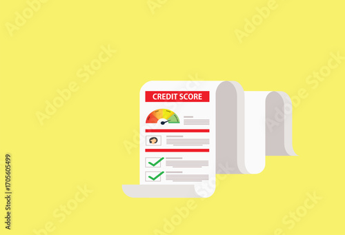 Credit score. Credit report document. Personal performance rating or customer feedback
