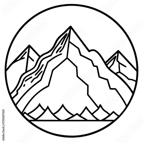 Mount Everest line art vector