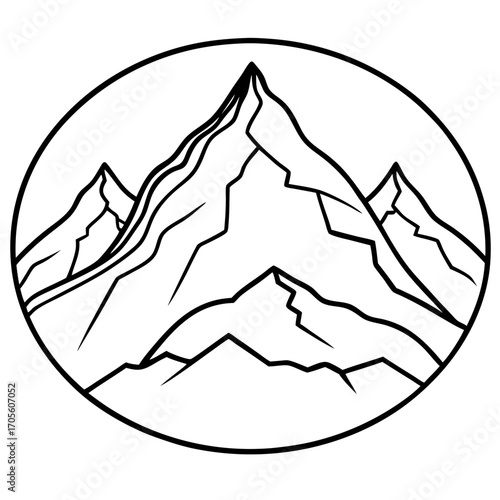 Mount Everest line art vector
