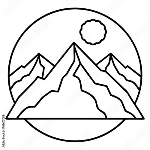 Mount Everest line art vector