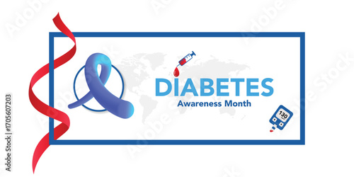 National Diabetes month is observed every year in November, it is the primary global awareness campaign focusing on diabetes. Vector illustration