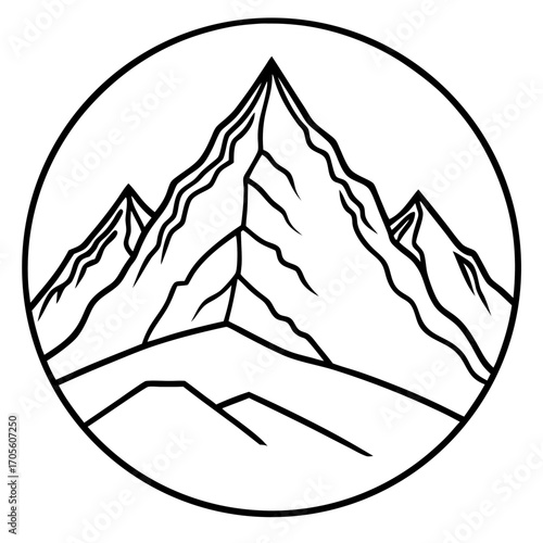 Mount Everest line art vector