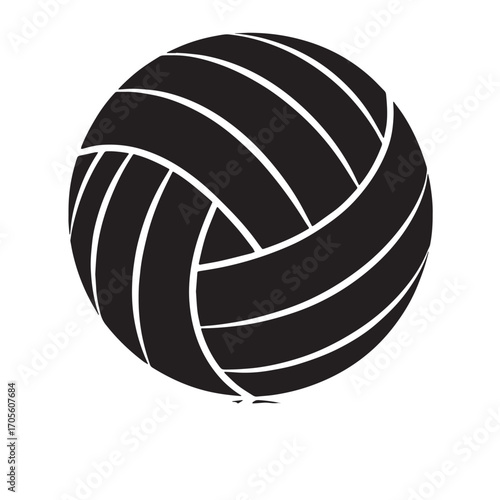 Black volleyball Silhouette Vector, High Quality Illustration on White Background