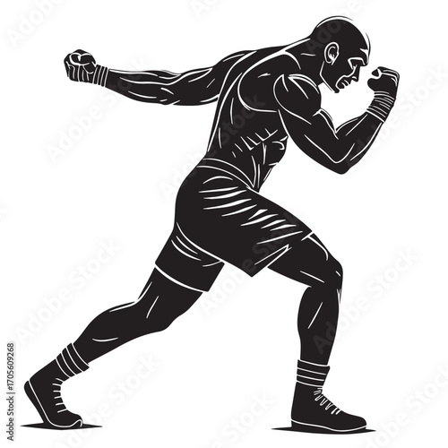 Black wrestler Silhouette Vector, High Quality Illustration on White Background