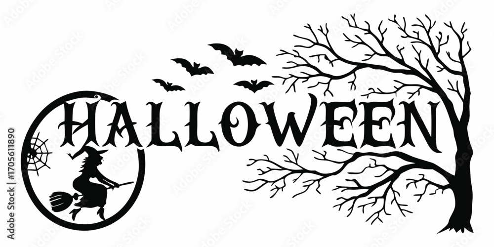 Fototapeta premium Happy Halloween vector text banner illustration. Happy Halloween design, background graphic. Featuring black and orange bats suitable for placing over Halloween cards, social media and poster designs