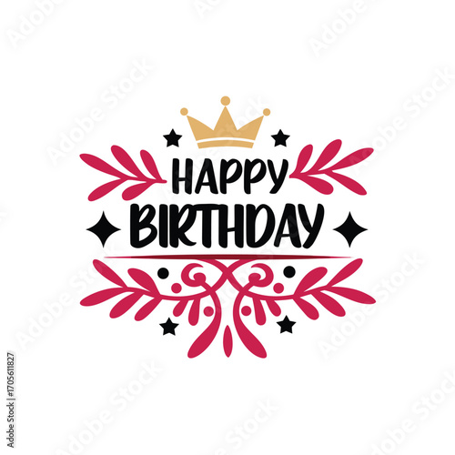 Luxurious happy birthday design with a golden crown