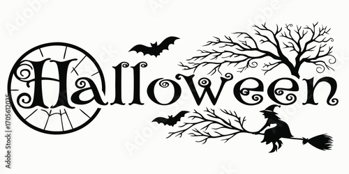 Happy Halloween vector text banner illustration. Happy Halloween design, background graphic. 
Featuring black and orange bats suitable for placing over Halloween cards, social media and poster designs