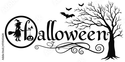 Happy Halloween vector text banner illustration. Happy Halloween design, background graphic. 
Featuring black and orange bats suitable for placing over Halloween cards, social media and poster designs
