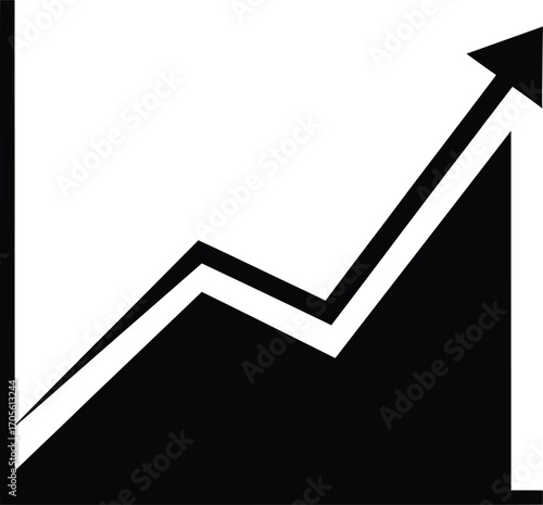 Black and white graphic of an upward trending line graph inside a square.