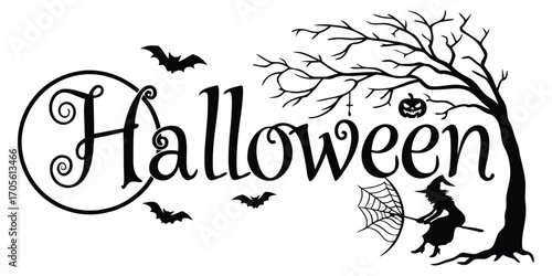 Happy Halloween vector text banner illustration. Happy Halloween design, background graphic. 
Featuring black and orange bats suitable for placing over Halloween cards, social media and poster designs