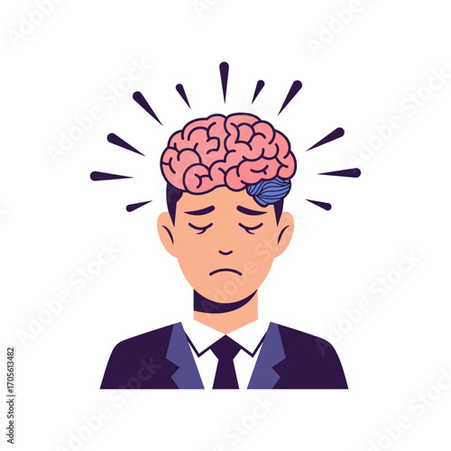 Stressed businessman with brain overload concept of burnout at work symbolizing mental health issues ideal for articles on anxiety and stress management