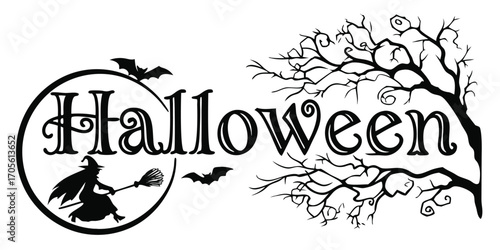 Happy Halloween vector text banner illustration. Happy Halloween design, background graphic. 
Featuring black and orange bats suitable for placing over Halloween cards, social media and poster designs