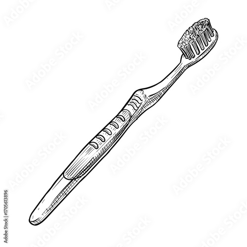 toothbrush vector line art hand drawn illustration