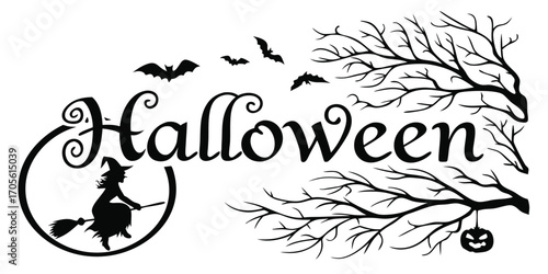 Happy Halloween vector text banner illustration. Happy Halloween design, background graphic. 
Featuring black and orange bats suitable for placing over Halloween cards, social media and poster designs