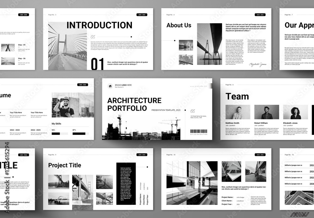 Architecture Portfolio Presentation Template Design Layout Stock ...
