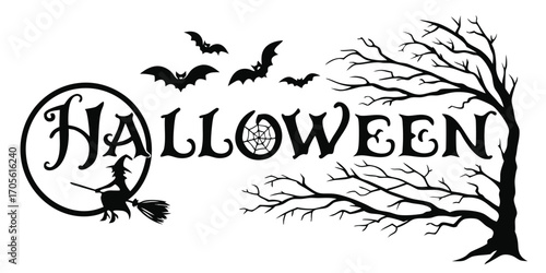Happy Halloween vector text banner illustration. Happy Halloween design, background graphic. 
Featuring black and orange bats suitable for placing over Halloween cards, social media and poster designs