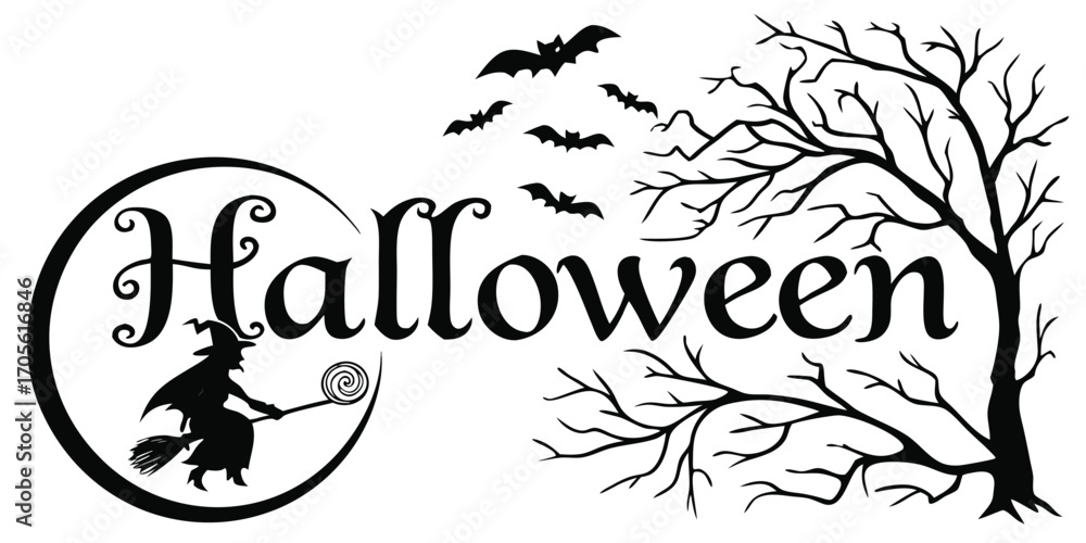 Fototapeta premium Happy Halloween vector text banner illustration. Happy Halloween design, background graphic. Featuring black and orange bats suitable for placing over Halloween cards, social media and poster designs