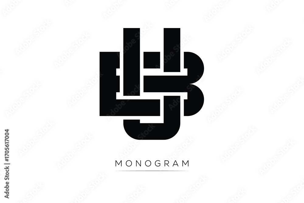 Fototapeta premium BU Creative Latter Logo. Monogram Logo Design. Modern Minimal Initials Sing Symbol .