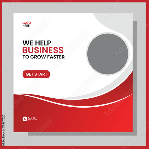 Vibrant Business Growth Advertisement Featuring Dynamic Red Accents and Modern Layout for Enhanced Visual Appeal and Engagement social media post design