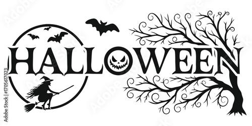 Happy Halloween vector text banner illustration. Happy Halloween design, background graphic. 
Featuring black and orange bats suitable for placing over Halloween cards, social media and poster designs