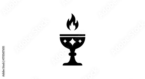 Ceremonial bowl with bright burning fire 