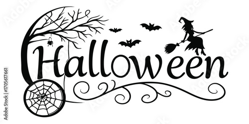 Happy Halloween vector text banner illustration. Happy Halloween design, background graphic. 
Featuring black and orange bats suitable for placing over Halloween cards, social media and poster designs