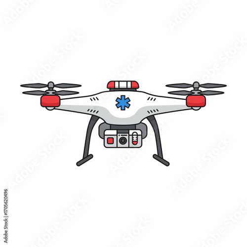autonomous medical drone delivering emergency aid flying over disaster area showing rapid response technology for healthcare solutions ideal for urgent care