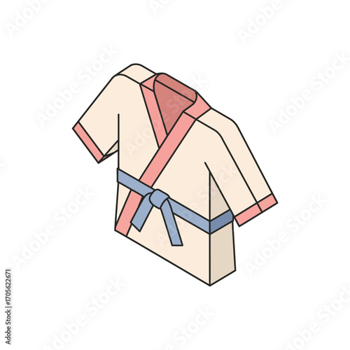 isometric judo gi illustration a traditional japanese martial arts uniform with a blue belt for sports  cultural designs representing discipline and respect