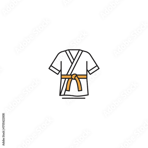 Karate gi with yellow belt traditional martial arts uniform sports apparel representing discipline and traditions great for fitness or workout concepts.