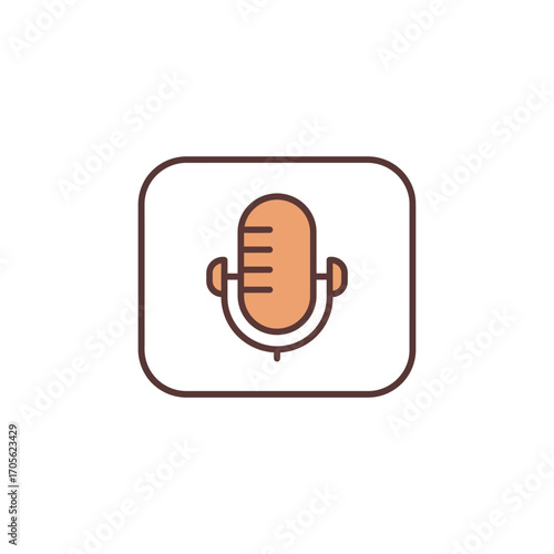 microphone icon for podcasting a brown audio symbol in a rounded square perfect for social media stories and voice recording apps minimalist design.