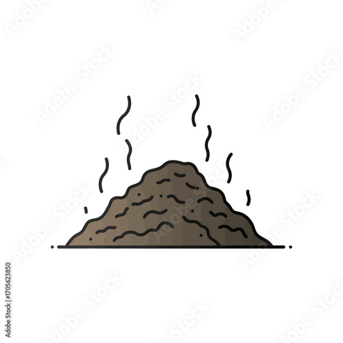 pile of dirt cartoon illustration of a heap of soil with steam rising representing organic waste compost and gardening perfect for blog