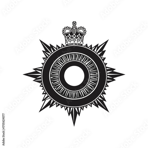 police badge with crown emblem a symbol of law enforcement authority and tradition ideal for illustrating security and government services honor