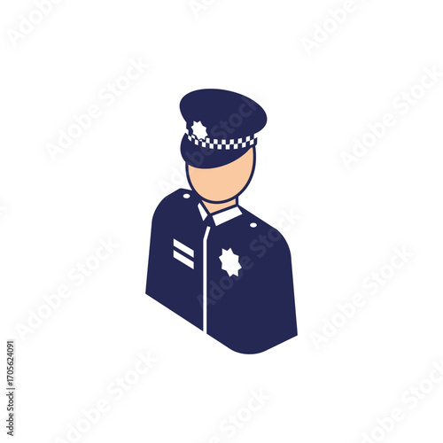 Police officer in uniform standing at attention embodying law enforcement security and public safety for news or government website.
