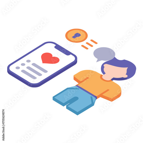 Social media engagement with smartphone showing a heart icon depicting online interaction and digital connection ideal for tech-related blogs.