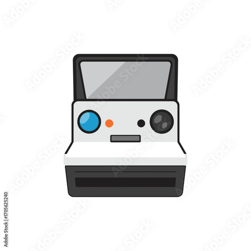 vintage camera instant photography icon of a classic polaroid camera perfect for retro design projects and illustrating nostalgia creating a sense of memories.